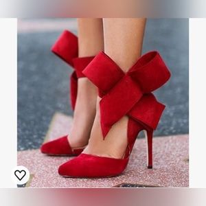 Red Stilettos with Ribbon, Women's 7